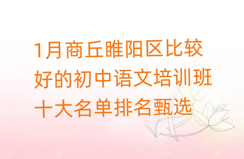 1月商丘睢陽區(qū)比較好的初中語文培訓班十大名單排名甄選