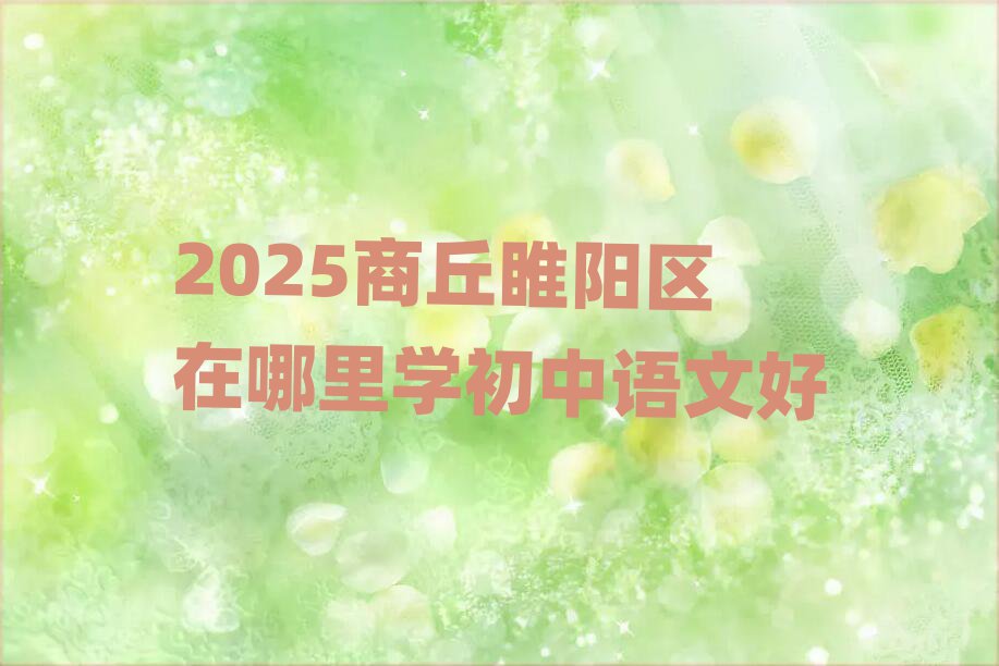 2025商丘睢陽區(qū)在哪里學(xué)初中語文好
