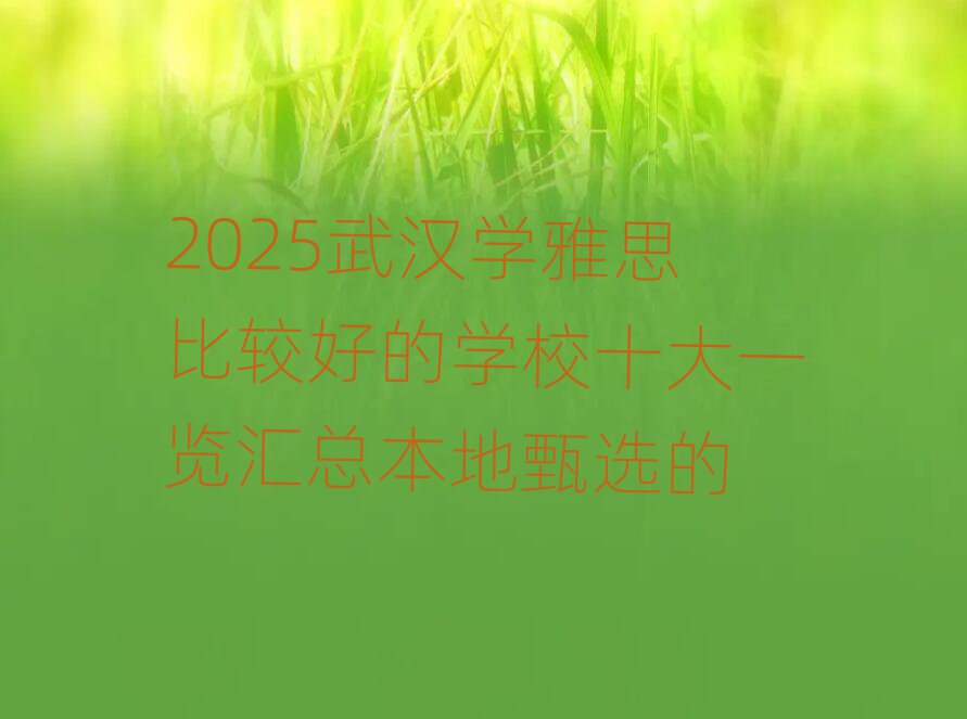 2025武漢學(xué)雅思比較好的學(xué)校十大一覽匯總本地甄選的