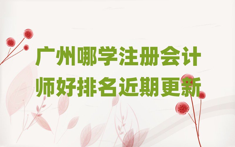 廣州哪學注冊會計師好排名近期更新