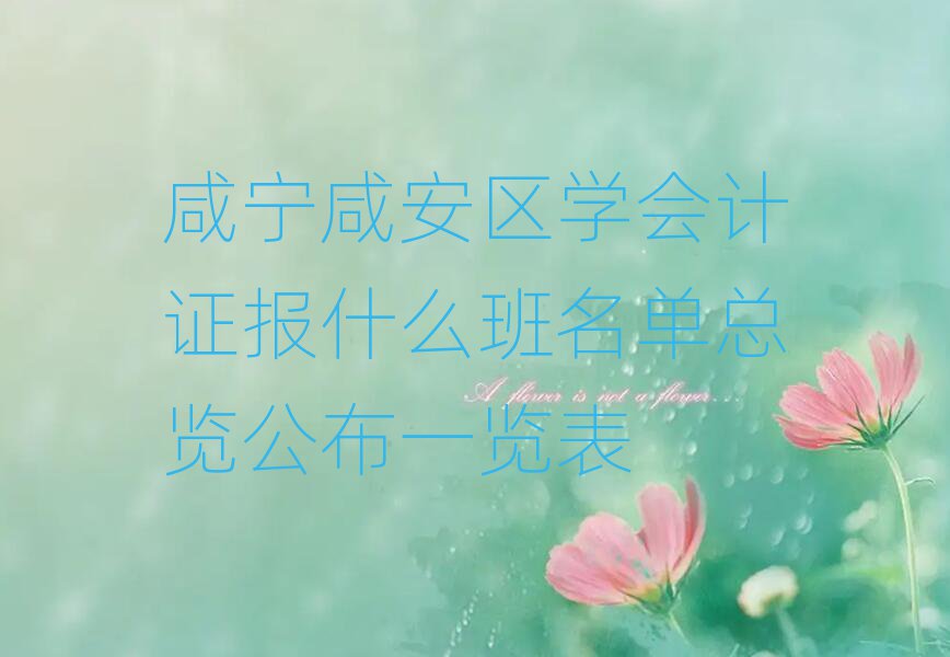 咸寧咸安區(qū)學(xué)會(huì)計(jì)證報(bào)什么班名單總覽公布一覽表