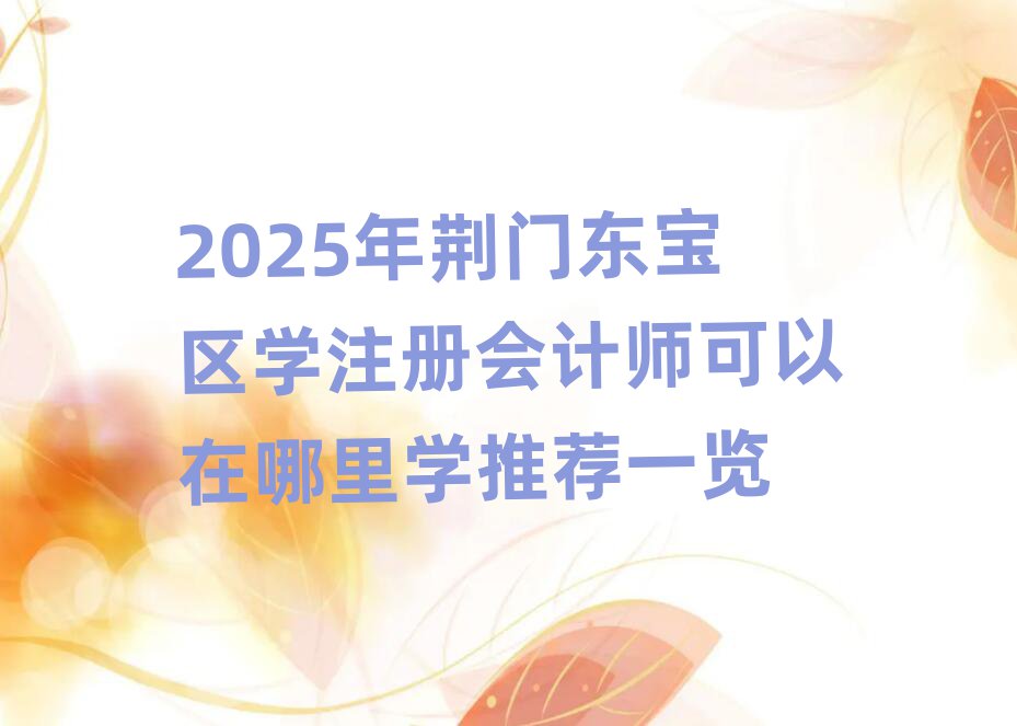 2025年荊門東寶區(qū)學(xué)注冊會計師可以在哪里學(xué)推薦一覽