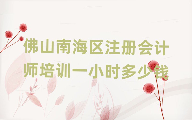 佛山南海區(qū)注冊會計師培訓(xùn)一小時多少錢