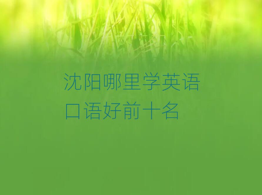 沈陽(yáng)哪里學(xué)英語(yǔ)口語(yǔ)好前十名